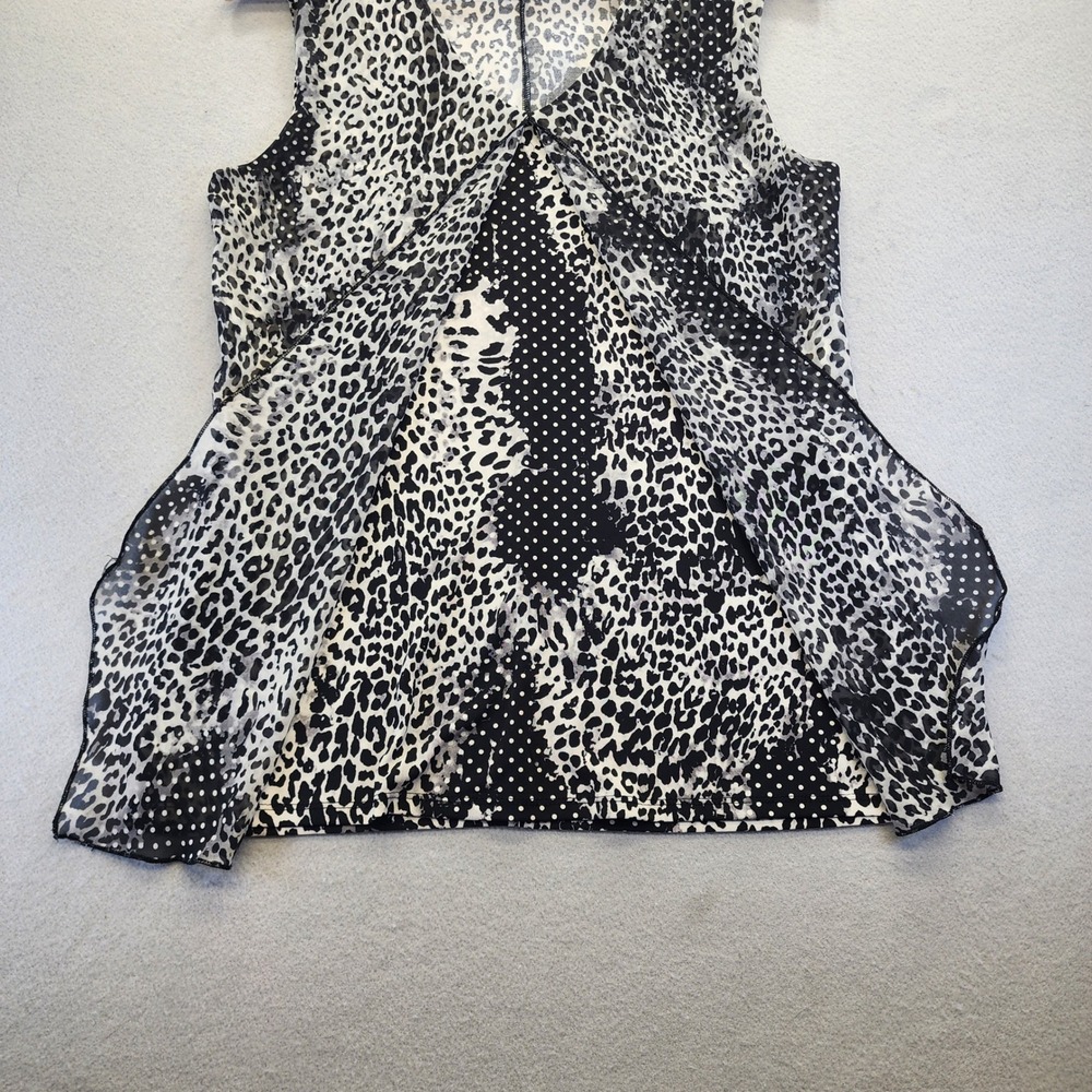 Adele & May Leopard Polka Dot Mixed Print Sleeveless Top Small Black White - Picture 6 of 11